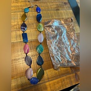 NIB - Multi color and black agate necklace